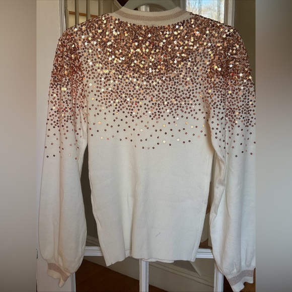 Fate Cream Sequin Sweater size Large - Picture 5 of 9